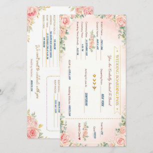 Romantic Boarding Pass Wedding Invite Customizable
