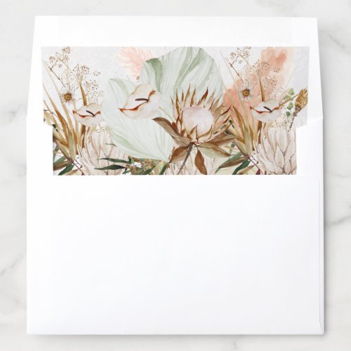 Romantic Bohemian and Pampas Grass Wedding  Envelope Liner