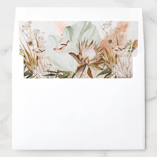 Romantic Bohemian and Pampas Grass Wedding  Envelope Liner (In Envelope)