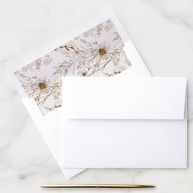 Romantic Bohemian Floral Wedding Envelope Liner (Desk)
