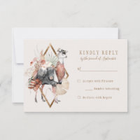 Romantic Bohemian Llama Wedding RSVP Reply