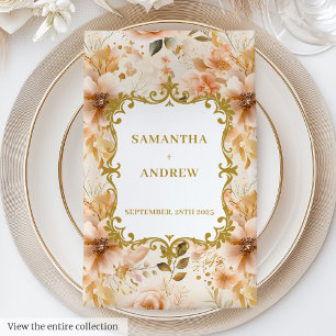Romantic Boho Blush Gold Wedding Napkins