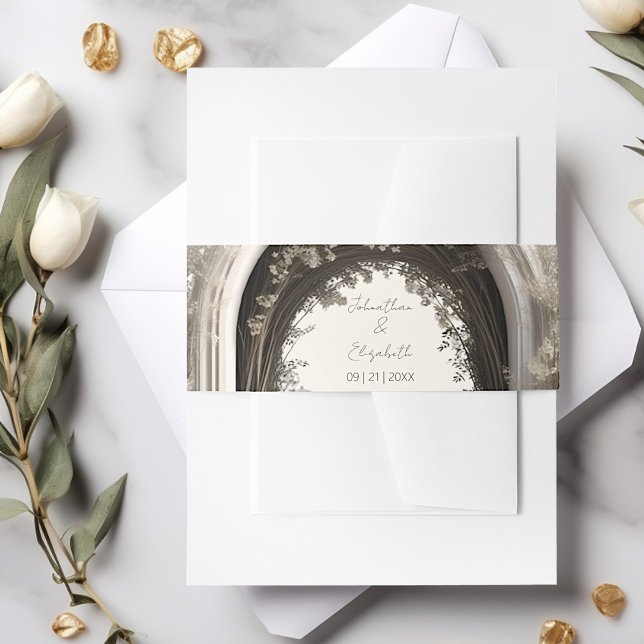 Romantic Boho Botanical Arch Wedding Invitation Belly Band (Romantic Boho Botanical Arch Wedding Invitation Belly Band)