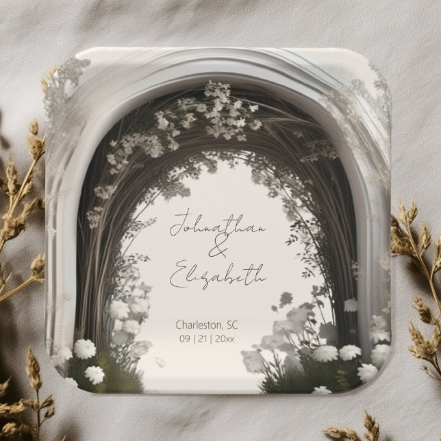 Romantic Boho Botanical Arch Wedding Paper Plates (Romantic Boho Botanical Arch Wedding Paper Plates)