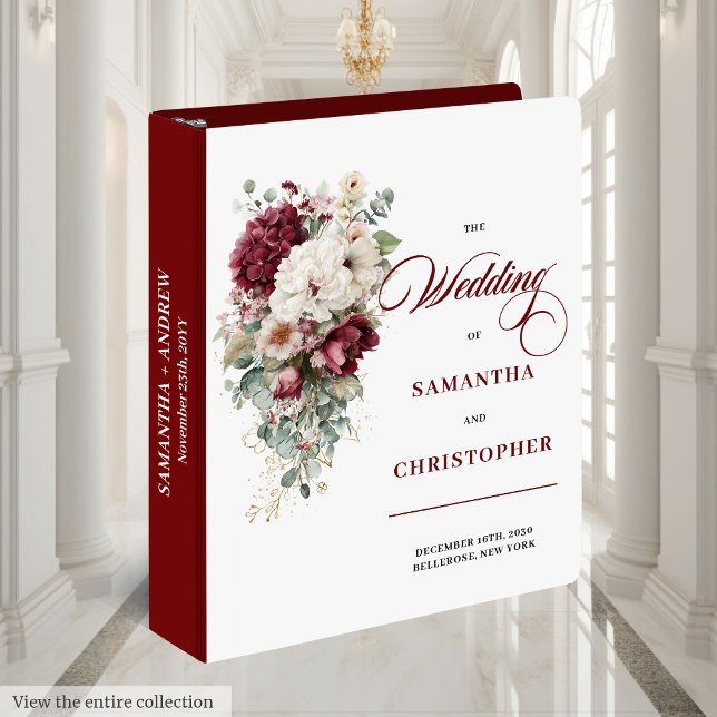 Romantic Boho Burgundy Gold Wedding Binder Album (Romantic Boho Burgundy Gold Wedding Binder Album)