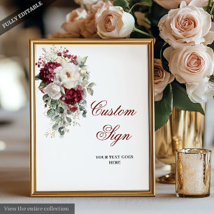 Romantic Boho Burgundy Gold Wedding Custom Poster
