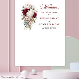 Romantic Boho Burgundy Wedding Photo Backdrop Prop