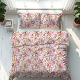 Romantic Boho Dusty Pink Flowers Wedding Gift Duvet Cover
