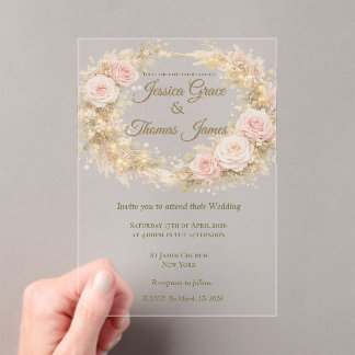 Romantic Boho Elegant Rose Acrylic Invitations
