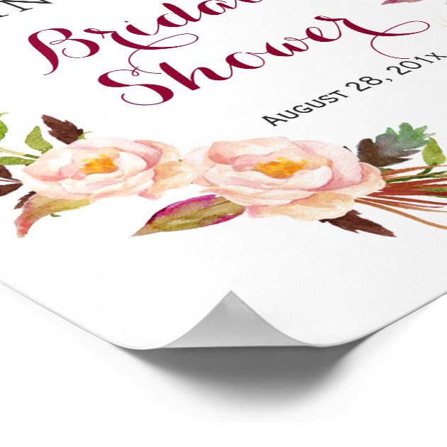 Romantic Boho Floral Wreath Bridal Shower Sign