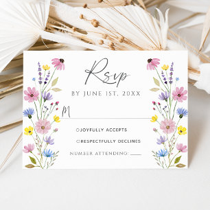 Romantic Boho Garden Wildflower Wedding RSVP Card