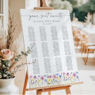 Romantic Boho Garden Wildflower Wedding Seating Foam Board