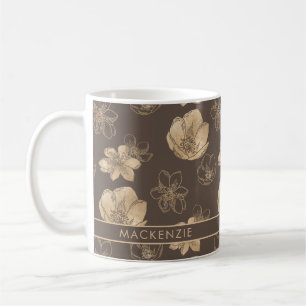 Romantic Boho Gold Foil Floral Pattern Coffee Mug