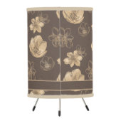 Romantic Boho Gold Foil Floral Pattern Tripod Lamp (Back)