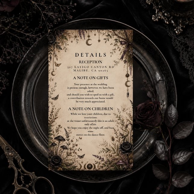 Romantic Boho Goth Wedding Enclosure Card (Creator Uploaded)
