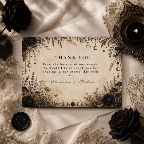 Romantic Boho Goth Wedding Thank You Card