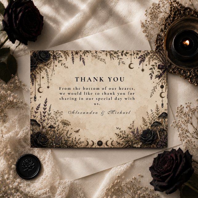 Romantic Boho Goth Wedding Thank You Card (Creator Uploaded)