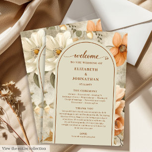 Romantic Boho Neutral Beige Olive Floral Program