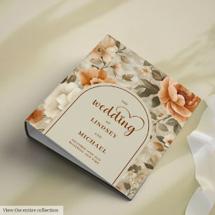 Romantic Boho Neutral Ivory Sage Floral Memory 3 Ring Binder