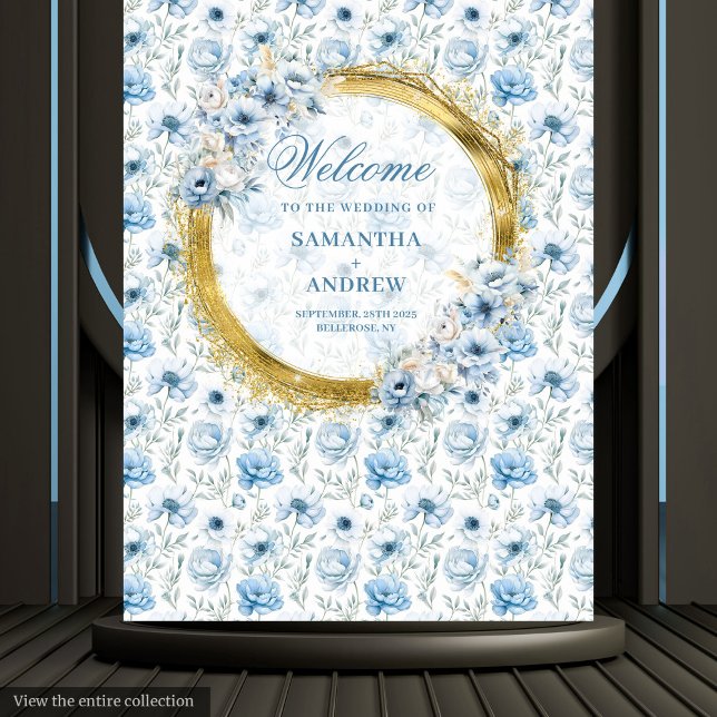 Romantic Boho Pastel Blue Gold Wedding Tapestry (Romantic Boho Pastel Blue Gold Wedding Tapestry)