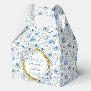 Romantic Boho Pastel Blue Gold Wedding Thank You Favor Boxes