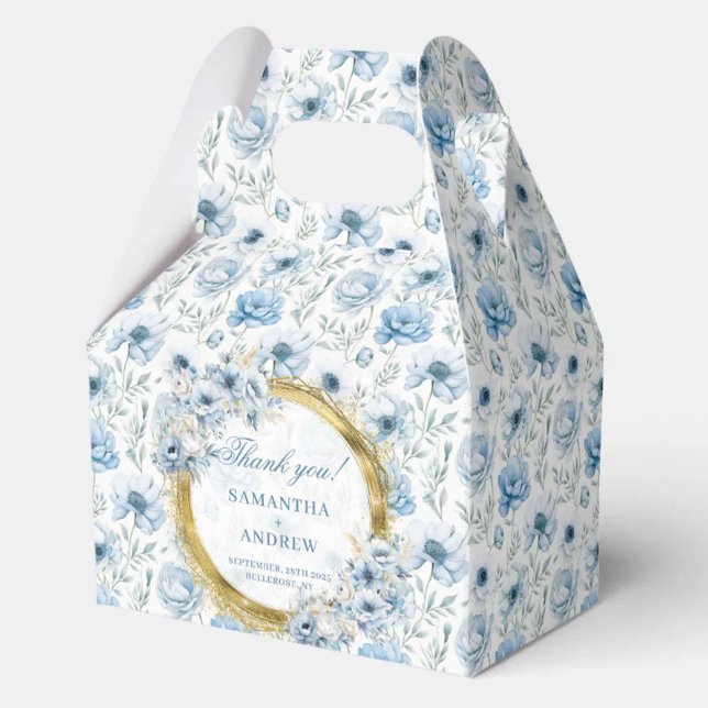 Romantic Boho Pastel Blue Gold Wedding Thank You  Favor Boxes (Romantic Boho Pastel Blue Gold Wedding Thank You Favor Boxes)