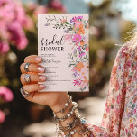 Romantic boho pink wildflower garden bridal shower invitation