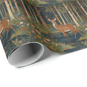 Romantic boho rustic woodland greenery deer  wrapping paper