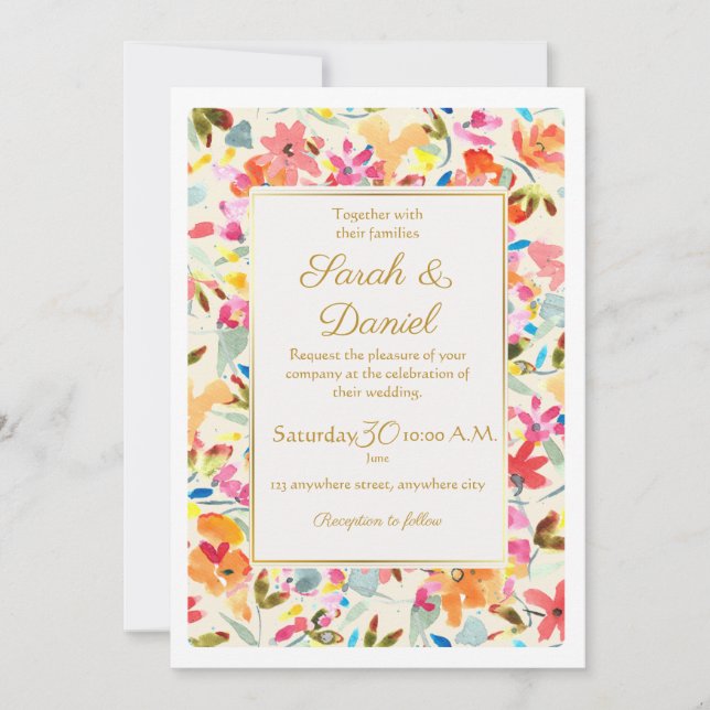 Romantic Boho Wildflower Wedding Invitation (Front)
