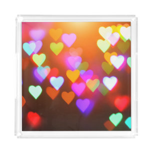 Romantic Bokeh: Love-Filled Background Acrylic Tray