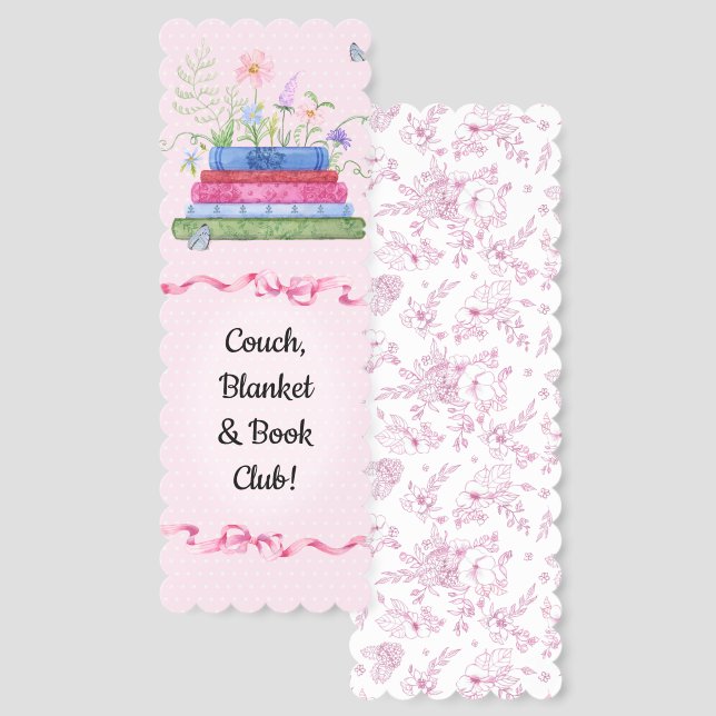 Romantic Book Club Pretty Pastel Watercolor Floral Bookmarks (Front & Back)