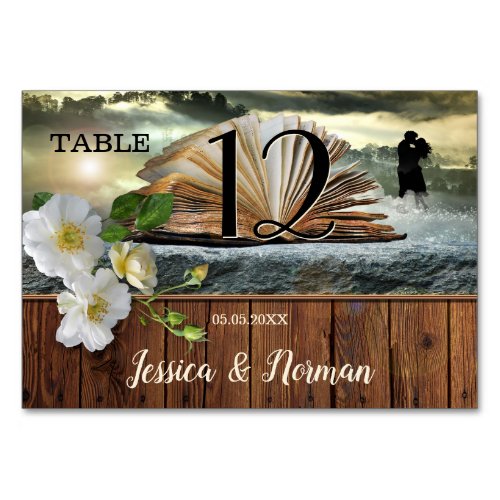 Romantic Book Lovers Table Number Card