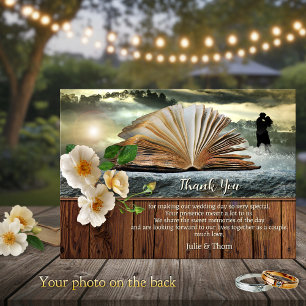 Romantic Book Lovers Wedding Thank You Card
