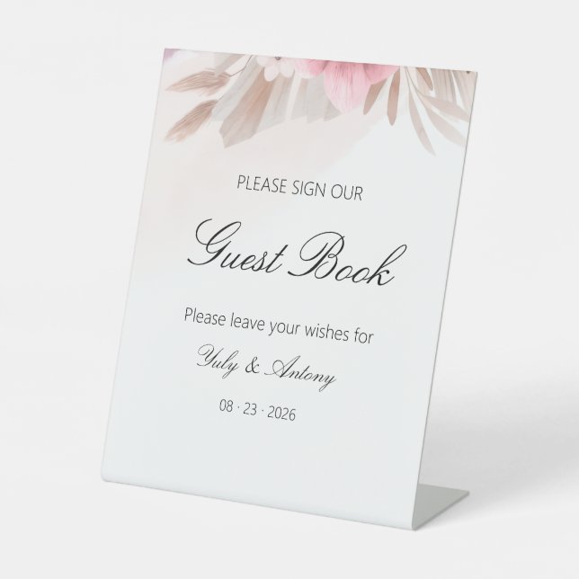 Romantic Botanical Autograph Registry Prompt Sign (Front)