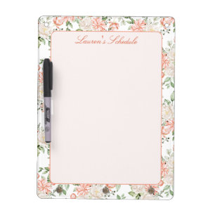 Romantic Botanical Blush Pink Rose Custom Dry Erase Board