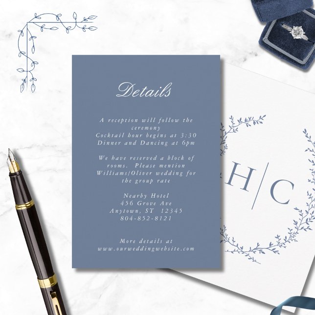 Romantic Botanical Crest Wedding Enclosure Card (Creator Uploaded)