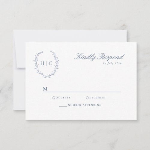 Romantic Botanical Crest Wedding RSVP Card