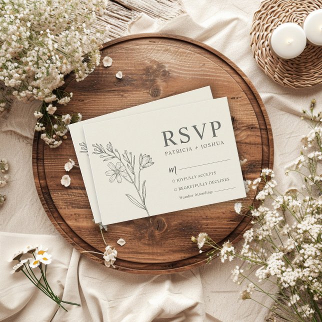 Romantic Botanical Daisy Wedding Response Card (Creator Uploaded)
