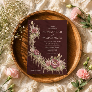 Romantic Botanical Elegant Floral Wedding Invitation