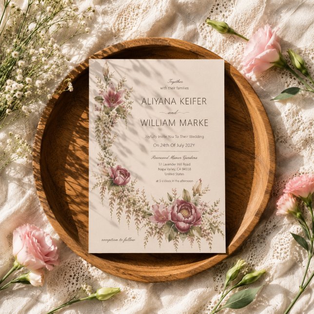Romantic Botanical Elegant Floral Wedding Invitation (Creator Uploaded)