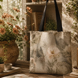 Romantic Botanical Ephemera Floral Garden Art Tote Bag