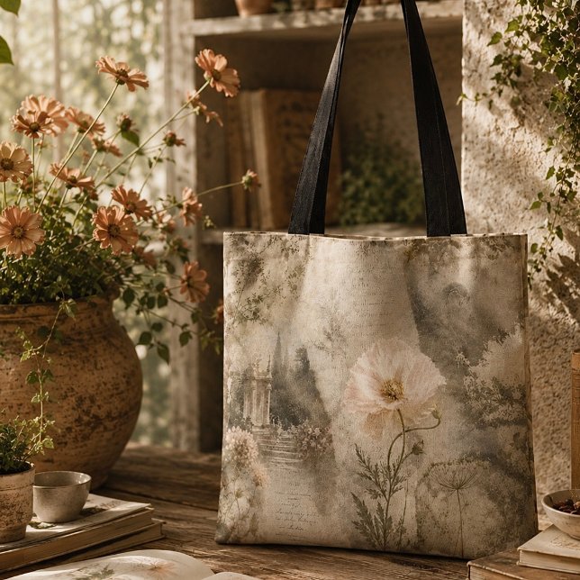 Romantic Botanical Ephemera Floral Garden Art Tote Bag (Creator Uploaded)