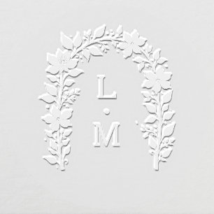 Romantic Botanical Floral Arch Wedding Initials Embosser