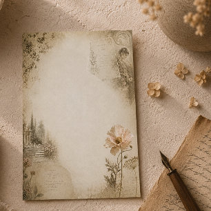 Romantic Botanical Garden Collage Aesthetic Note Card