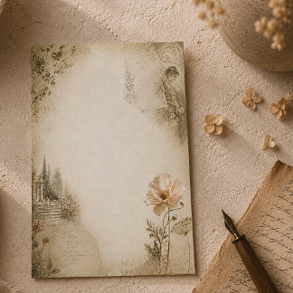 Romantic Botanical Garden Collage Aesthetic Note Card