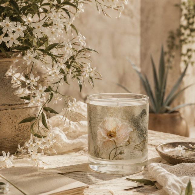 Romantic Botanical Garden Ephemera Collage Art Scented Candle (Creator Uploaded)