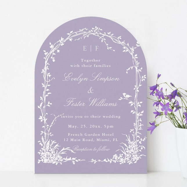 Romantic Botanical Garden Lavender Wedding Arch  Invitation (Creator Uploaded)