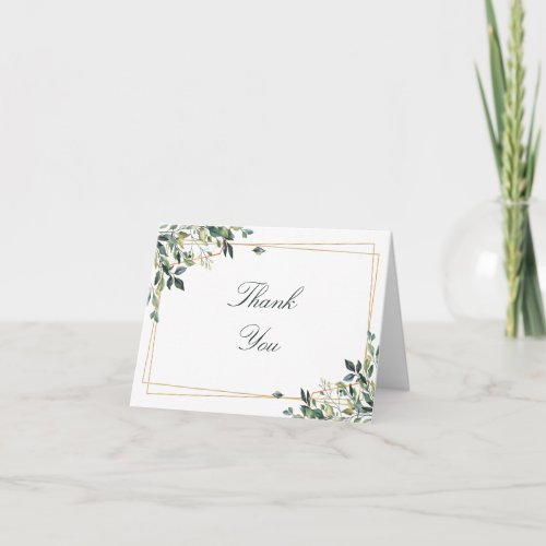 Romantic Botanical Geometric Frame Photo Thank You Card