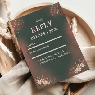 Romantic Botanical Green Blush RSVP Card