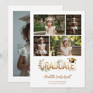 Romantic Botanical Kindergarten Grad 5-Photo Announcement